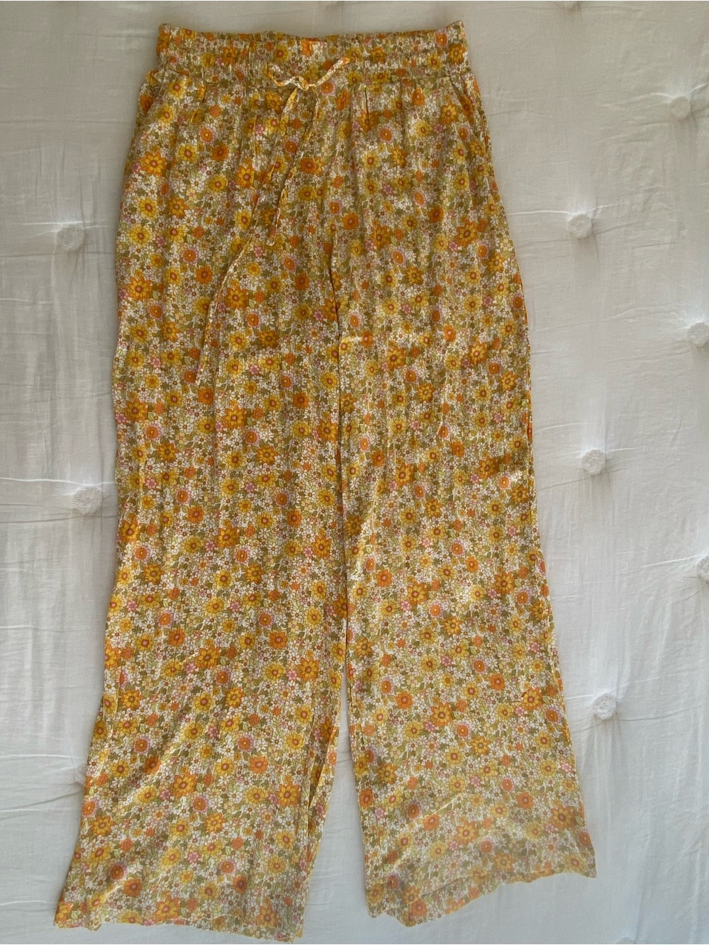 Billabong Floral Elastic-Waist Lounge Pants in Yellow, Orange & Pink